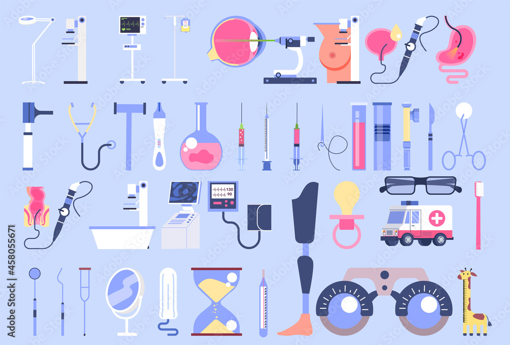 Medical research and diagnostic equipment set. Medical specialist Medical research and diagnostic equipment set. Medical specialist