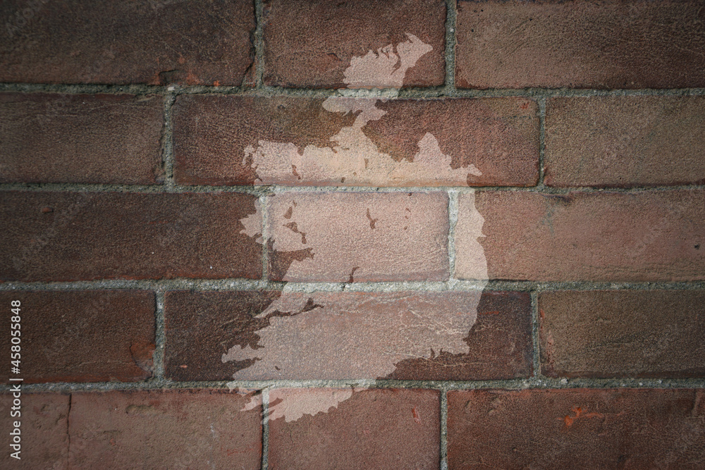 map of ireland on a old brick wall map of ireland on a old brick wall