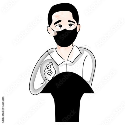 Vector illustration of Indonesia President wearing mask