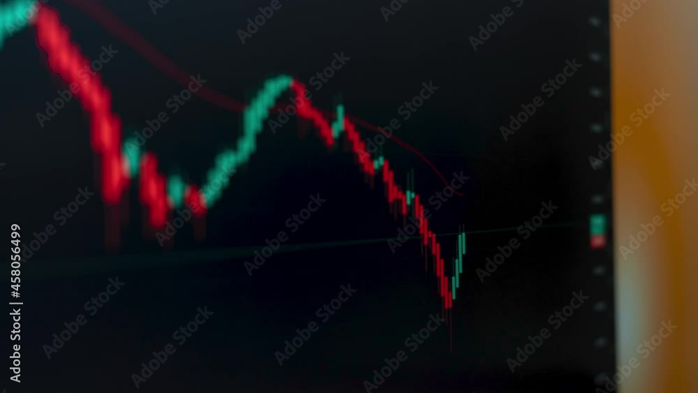 The green chart shows the growing trend of crypto coins ETH, BTC. Chart of crypto-currency online on the laptop screen.