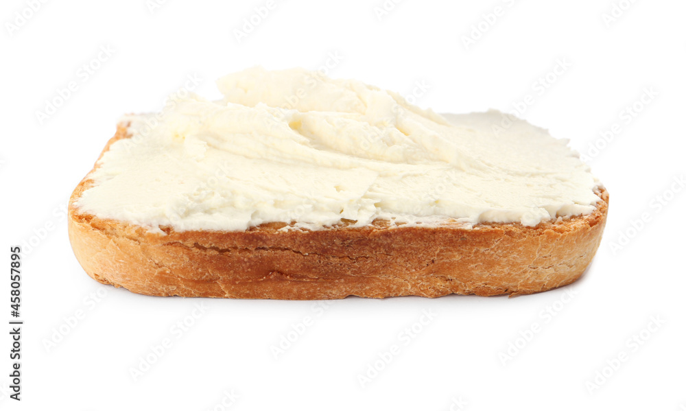 Delicious sandwich with cream cheese isolated on white Delicious sandwich with cream cheese isolated on white