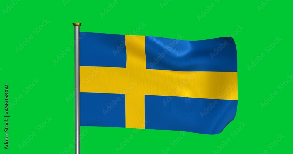 sweeden 3d wave flag animation with green screen sweeden 3d wave flag animation with green screen