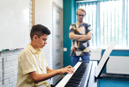Piano lesson at music school