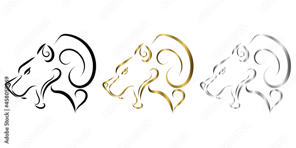 three color black gold and silver line art of bear head. Good use for symbol, mascot, icon, avatar, tattoo, T Shirt design, logo or any design. three color black gold and silver line art of bear head. Good use for symbol, mascot, icon, avatar, tattoo, T Shirt design, logo or any design.