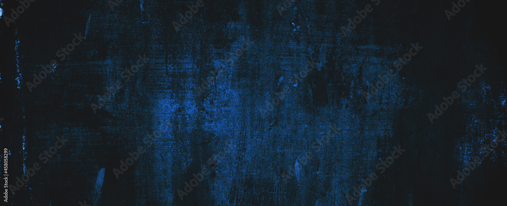 Grunge Navy Dark Blue Background. Blue wall Scary. Black or blue cement texture