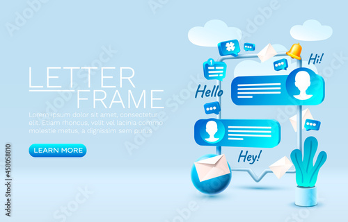 Letter chat smartphone mobile screen, technology mobile display. Vector