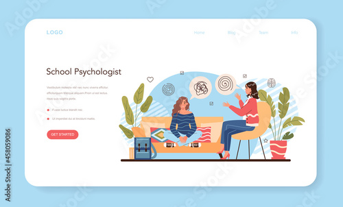 Psychology school course web banner or landing page set. School