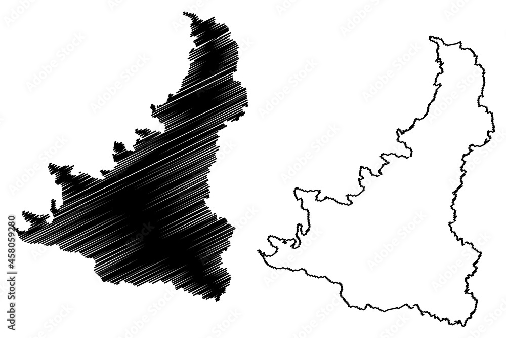 Birbhum district (West Bengal State, Republic of India) map vector illustration, scribble sketch Birbhum map