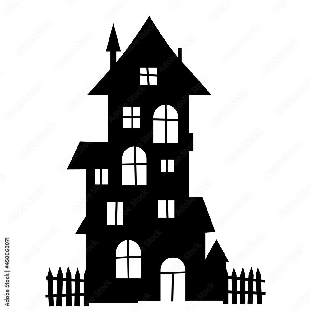 spooky house silhouette