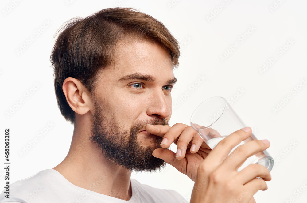 handsome man health care light background handsome man health care light background