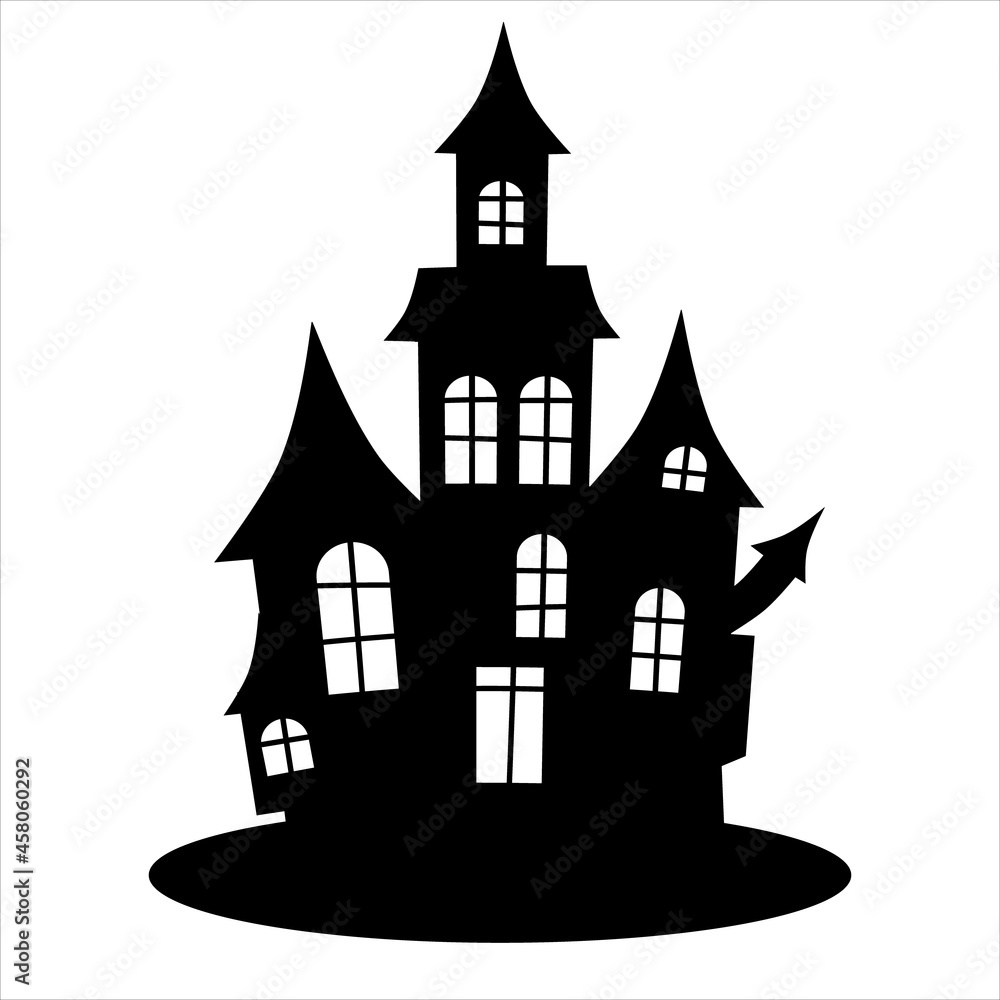 Haunted house silhouette. Halloween haunted house