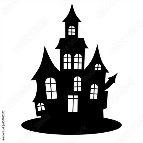 Haunted house silhouette. Halloween haunted house