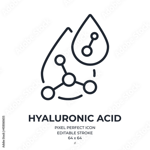 Hyaluronic acid editable stroke outline icon isolated on white background flat vector illustration. Pixel perfect. 64 x 64. photo