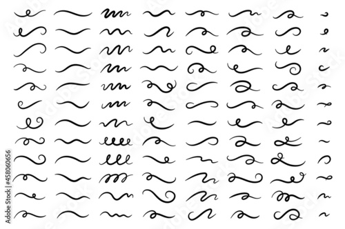 Hand drawn doodle decorative collection of squiggly lines isolated on white background vector illustration. photo