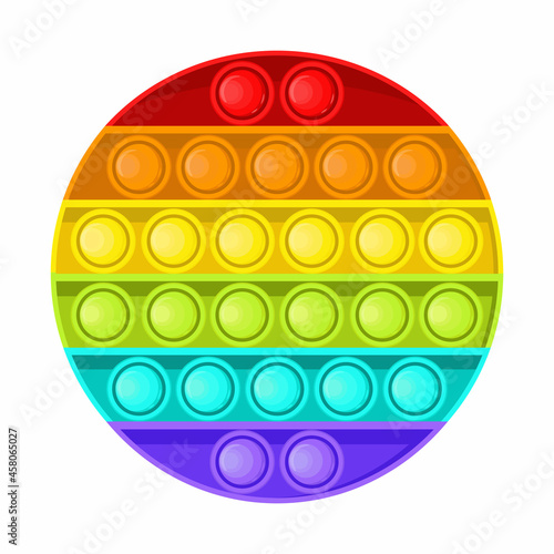Pop it fidget, antistressor toy vector in flat style. Set of trendy sensory playthings. Colorful hand toy for children, push bubbles for enjoy.