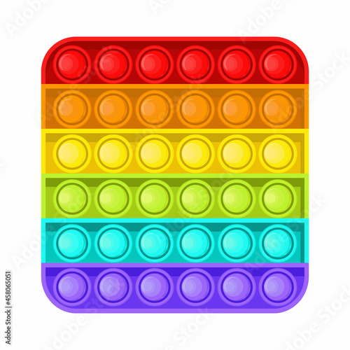 Pop it fidget, antistressor toy vector in flat style. Set of trendy sensory playthings. Colorful hand toy for children, push bubbles for enjoy.