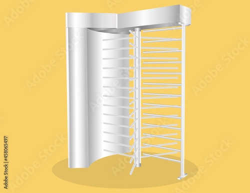 Single Door Full Height Turnstile. security gates vector illustration