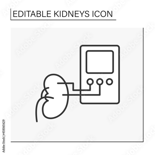 Dialysis line icon. Remove waste products and excess fluid from blood. Diverting blood to machine to be cleaned.Healthcare concept.Isolated vector illustration.Editable stroke