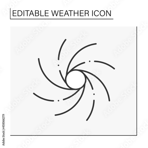 Hurricane line icon. Heavy spiralled wind. Meteorology. Typhoon, windstorm. Tornado natural disaster. Weather concept. Isolated vector illustration. Editable stroke photo