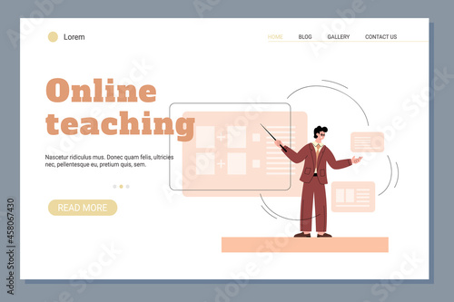 Wallpaper Mural Online teaching and distance education website banner, flat vector illustration. Torontodigital.ca