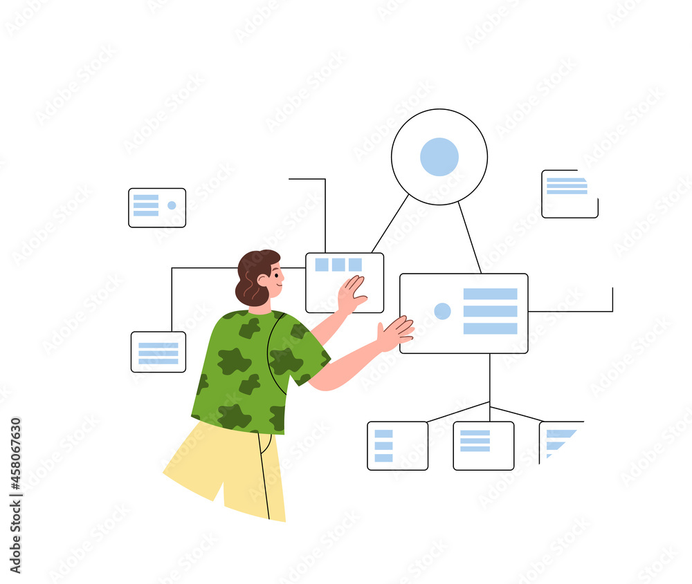 Thinking personality due to MBTI system, flat vector illustration isolated.. Thinking personality due to MBTI system, flat vector illustration isolated..