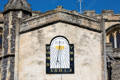 Sundial on the Church of St. Mary the Virgin in East Bergholt, Suffolk photo