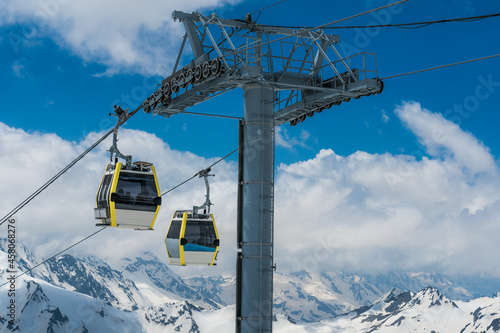 Cable car over ski valley