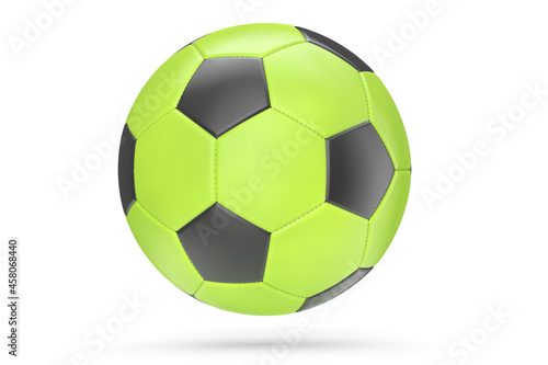 Green soccer or football ball isolated on white background