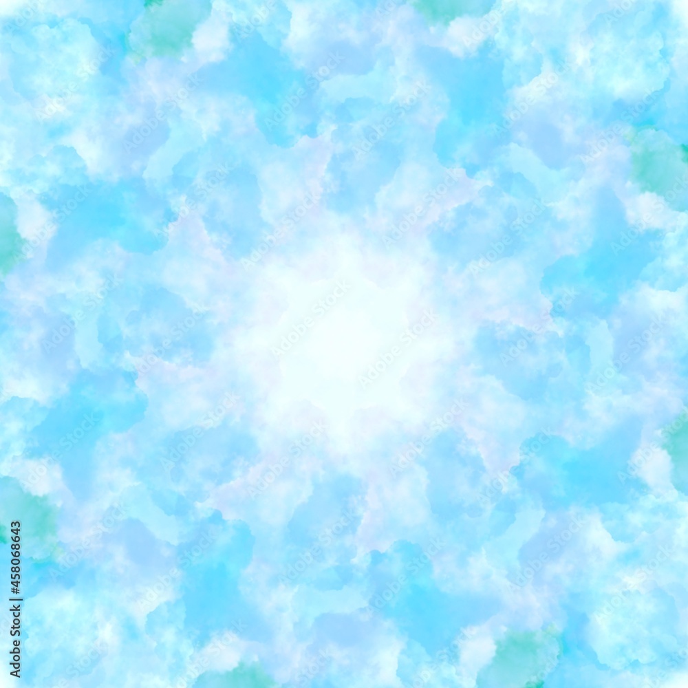 abstract symmetrical blue watercolor background for cards or presentation