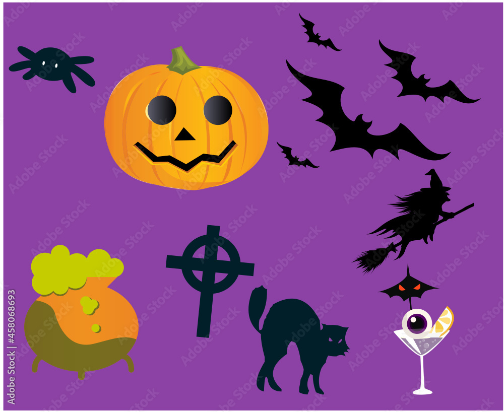 Abstract Pumpkin Orange Halloween Day 31 October Party Design with Bat Black Abstract Pumpkin Orange Halloween Day 31 October Party Design with Bat Black