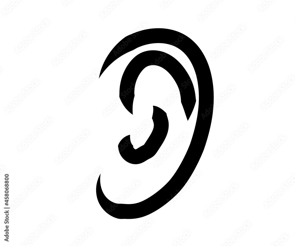 Ear on an isolated background. Symbol. Vector illustration. Ear on an isolated background. Symbol. Vector illustration.