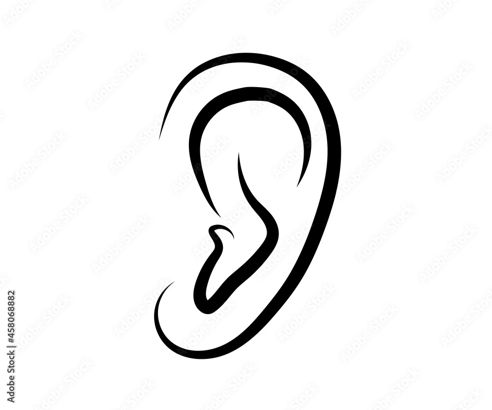Obraz premium Ear on an isolated background. Symbol. Vector illustration.