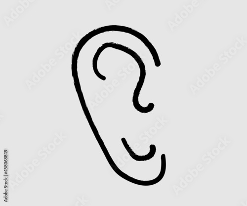 Ear on an isolated background. Symbol. Vector illustration.
