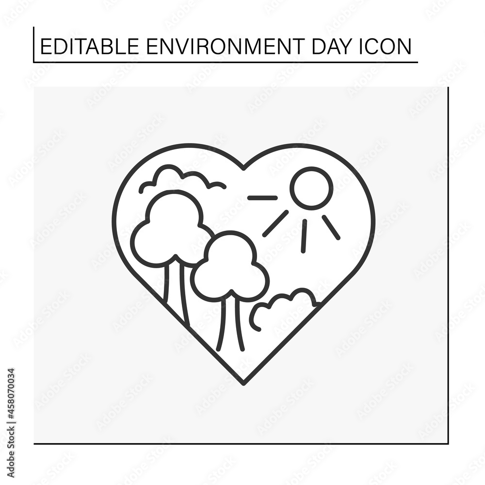 Nature line icon. Love parks. Care and saving the environment. Eco awareness.. Environment day concept. Isolated vector illustration. Editable stroke