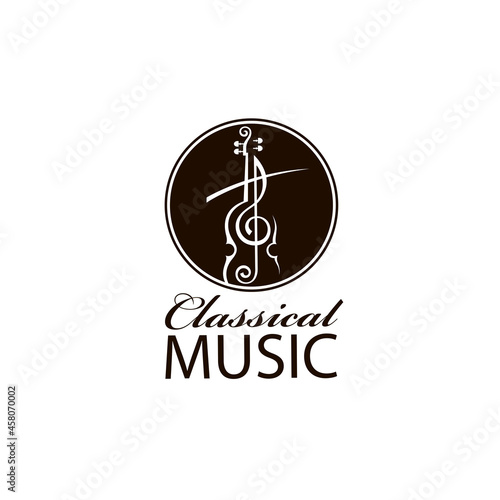 abstract monochrome icon of violin isolated on white background