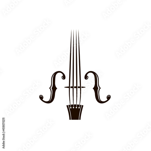 abstract monochrome icon of violin isolated on white background