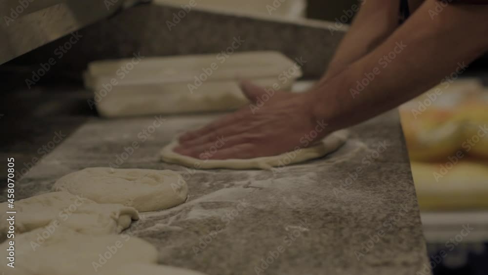 The process of making italian pizza in the oven for delivery