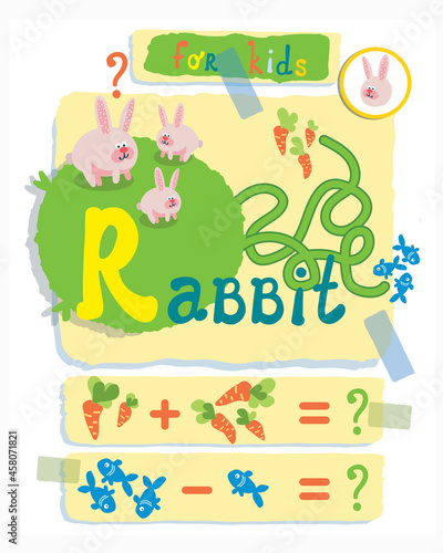 logic game animal  rabbit play for kids, school and kindergarden