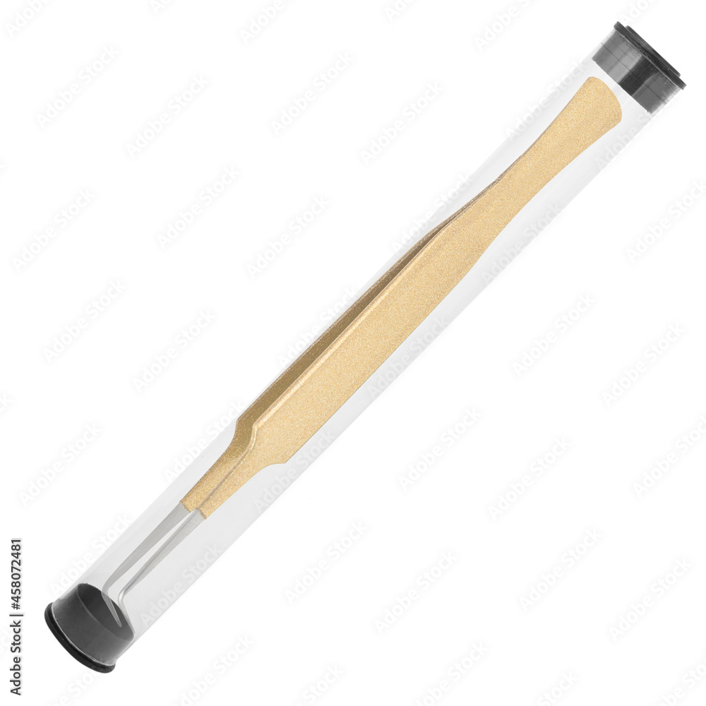 Tweezers for eyelash extension in case isolated on white Tweezers for eyelash extension in case isolated on white