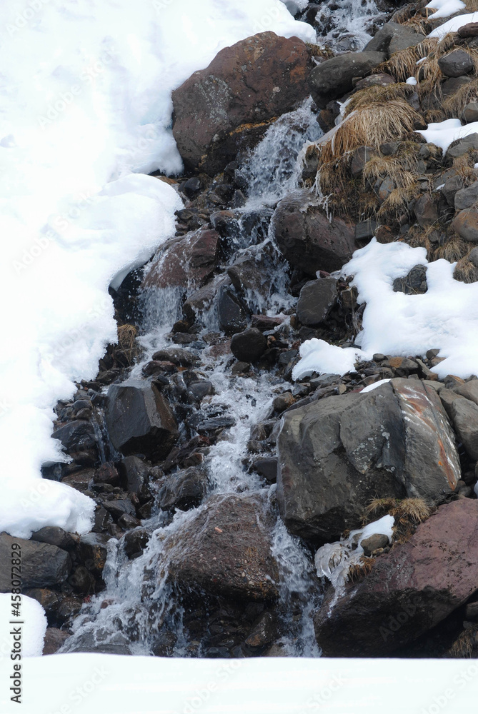 Waterfall on snow Waterfall on snow