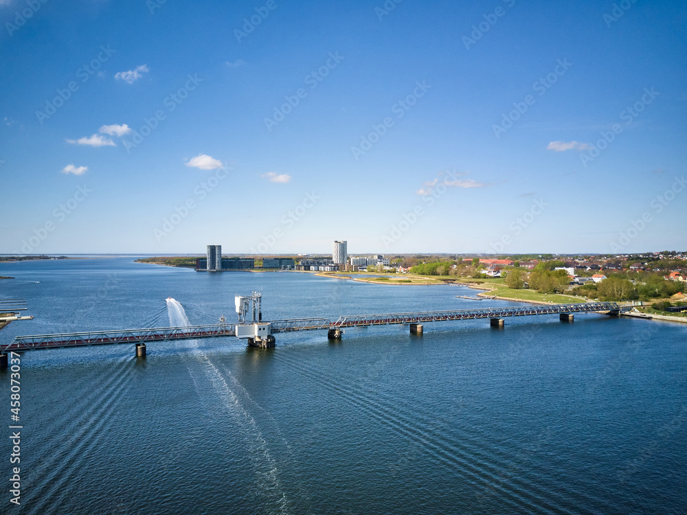 view of small city in denmark in sunny weather