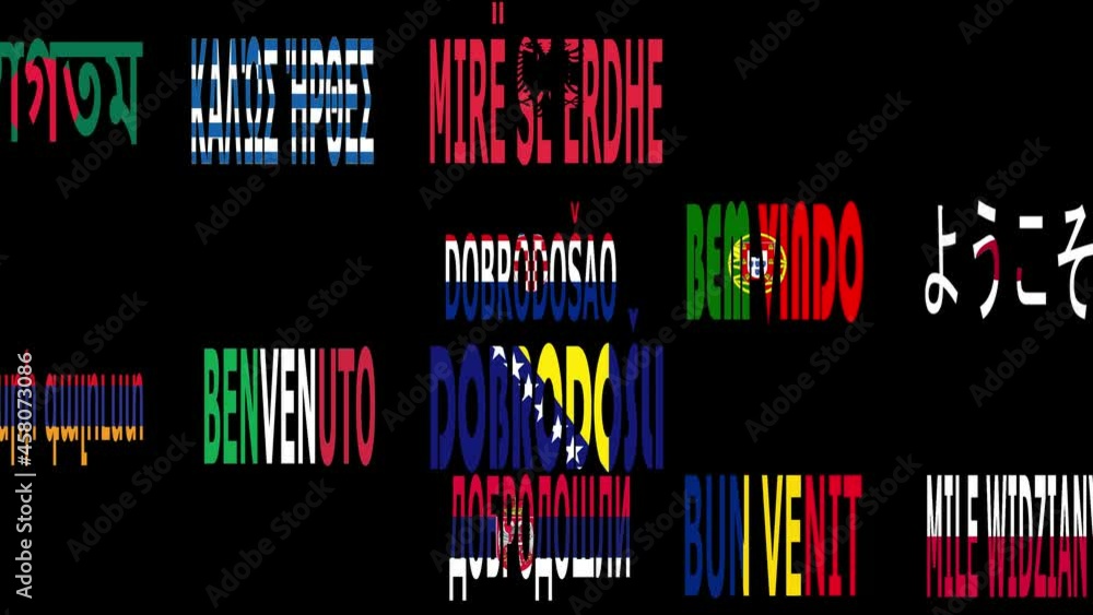 Saludo de bienvenidos en diferentes idiomas del mundo horizontal