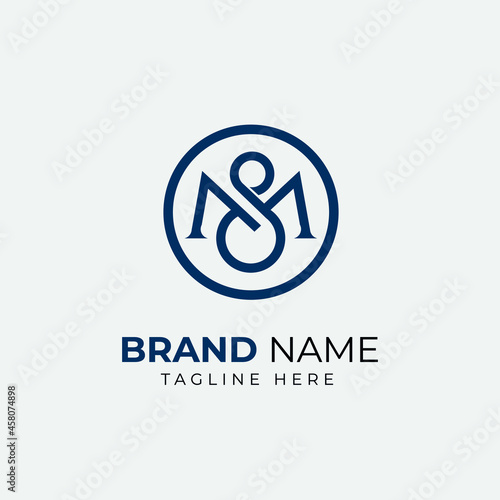 SM Logo Design Template Vector Graphic Branding Element.