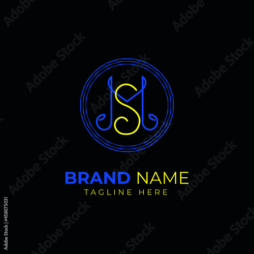 SM Logo Design Template Vector Graphic Branding Element.