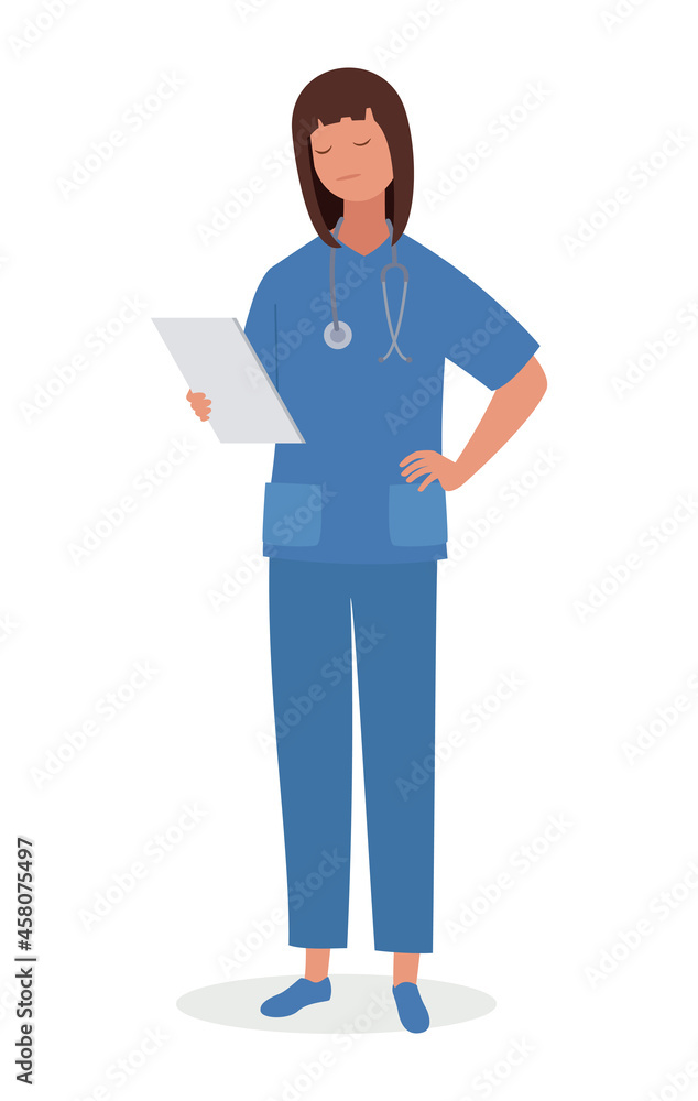 A doctor with a notebook, an illustration. Vector illustration. A doctor with a notebook, an illustration. Vector illustration.