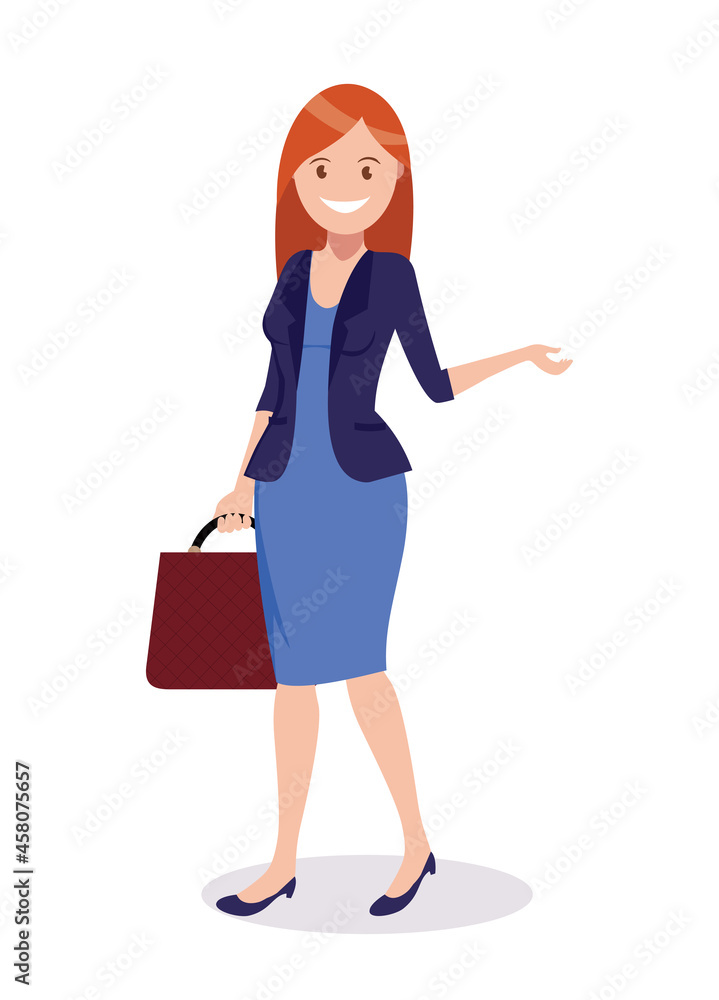Business woman with a briefcase. Vector illustration in a flat style. Business woman with a briefcase. Vector illustration in a flat style.