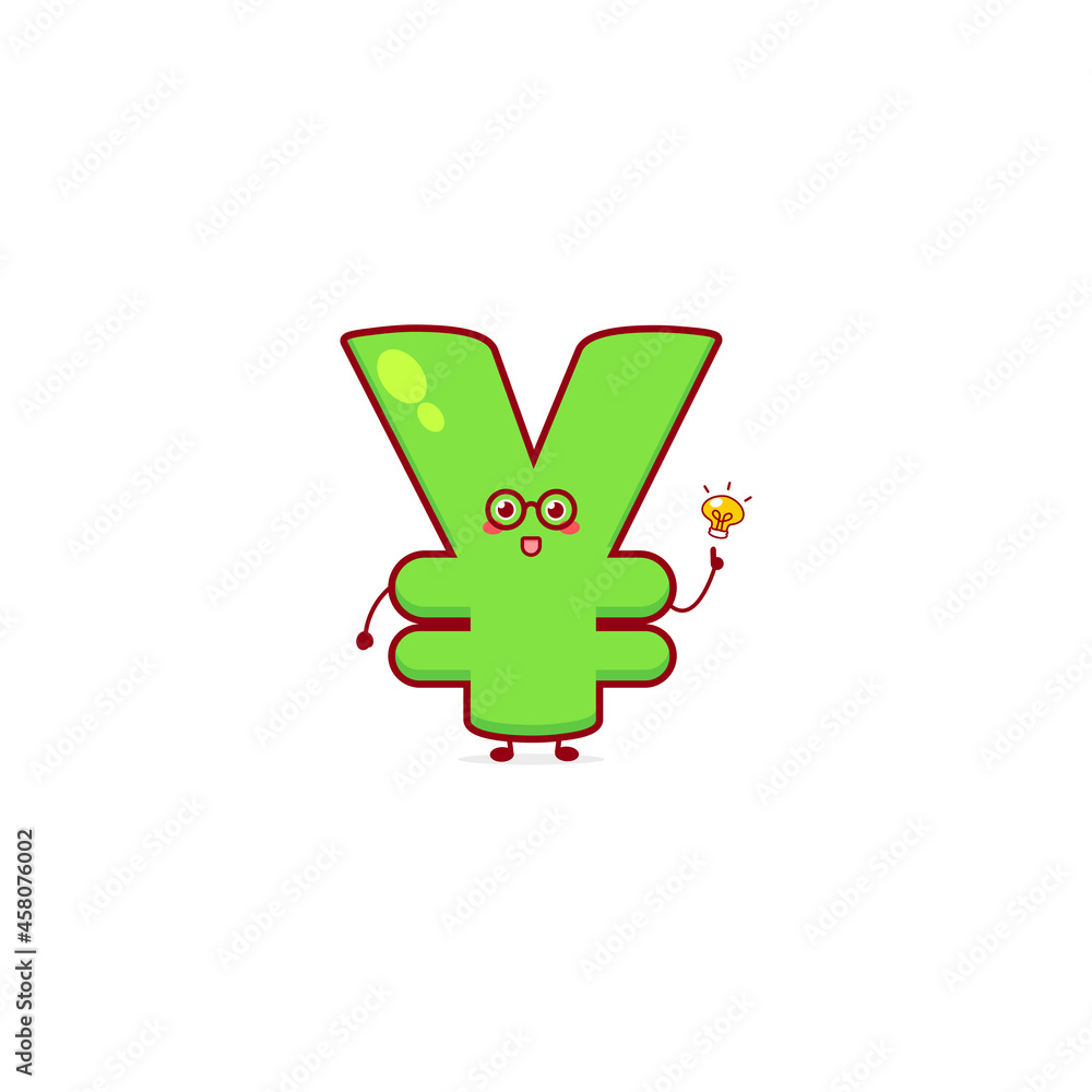 Fototapeta premium Cute funny Yen currency character. Vector hand drawn cartoon mascot character illustration icon. Isolated on white background. currency character concept