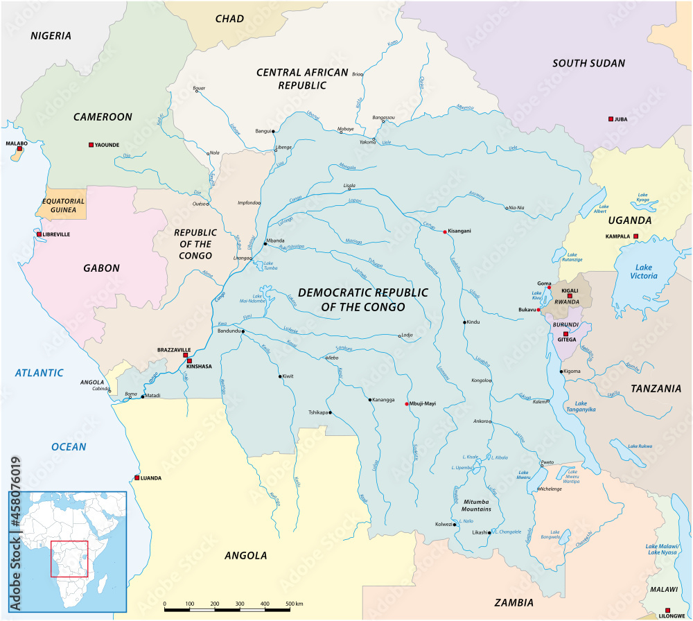 vector map of the congo river basin