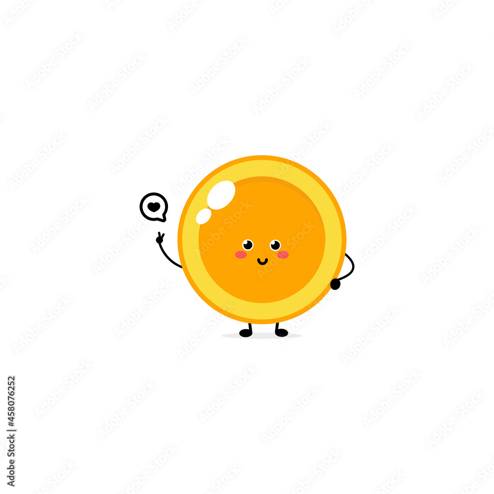 Cute funny coin expression character. Vector hand drawn cartoon mascot character illustration icon. Isolated on white background. business character concept Cute funny coin expression character. Vector hand drawn cartoon mascot character illustration icon. Isolated on white background. business character concept