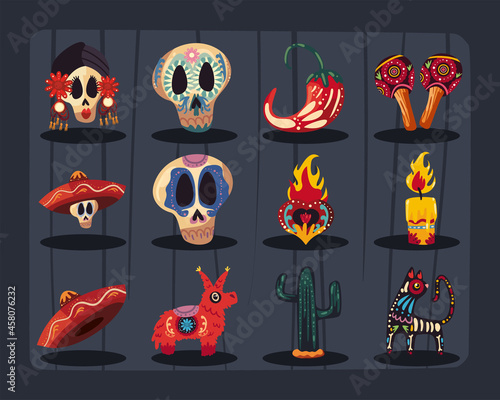 Mexican day of the dead icons